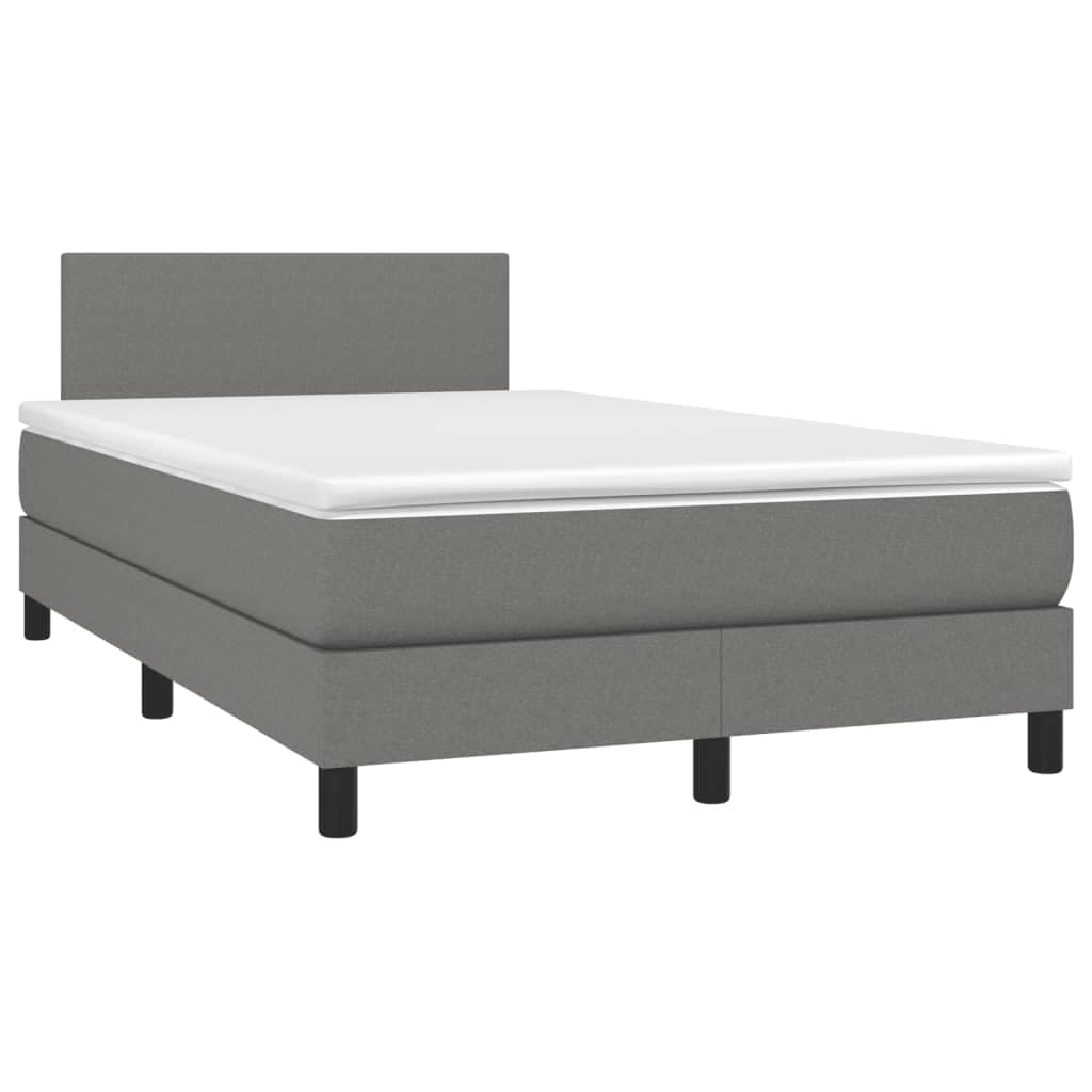 vidaXL Cama Boxspring com Colchão 120x190 cm Tecido Cinzento-escuro - 4038306431