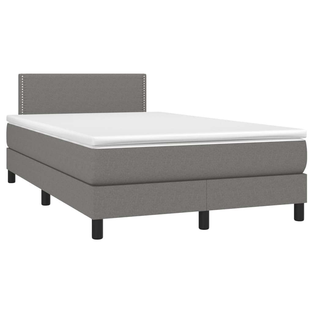 vidaXL Cama Boxspring com Colchão 120x190 cm Tecido Cinzento-escuro - 1859600348