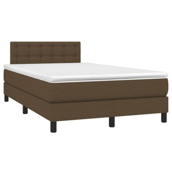 vidaXL Cama Boxspring com Colchão 120x190 cm Tecido Castanho-escuro - 2477960034