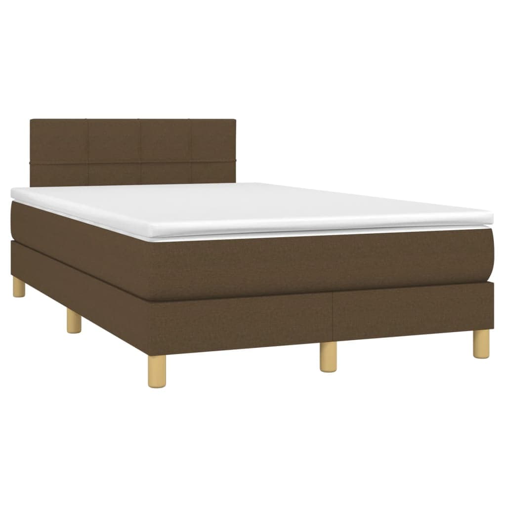 vidaXL Cama boxspring com colchão 120x190 cm tecido castanho-escuro