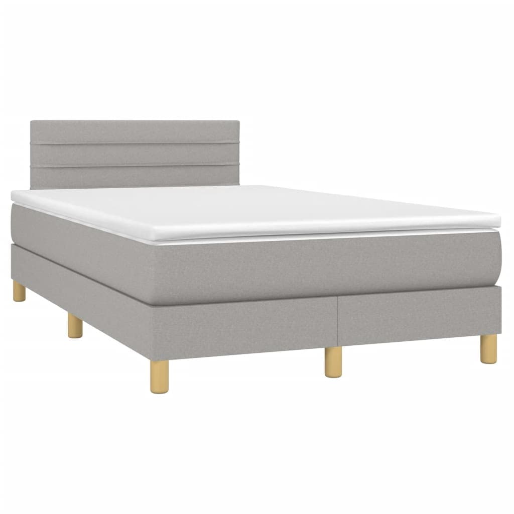 vidaXL Cama Boxspring com Colchão 120x190 cm Tecido Cinzento-claro - 3744839005