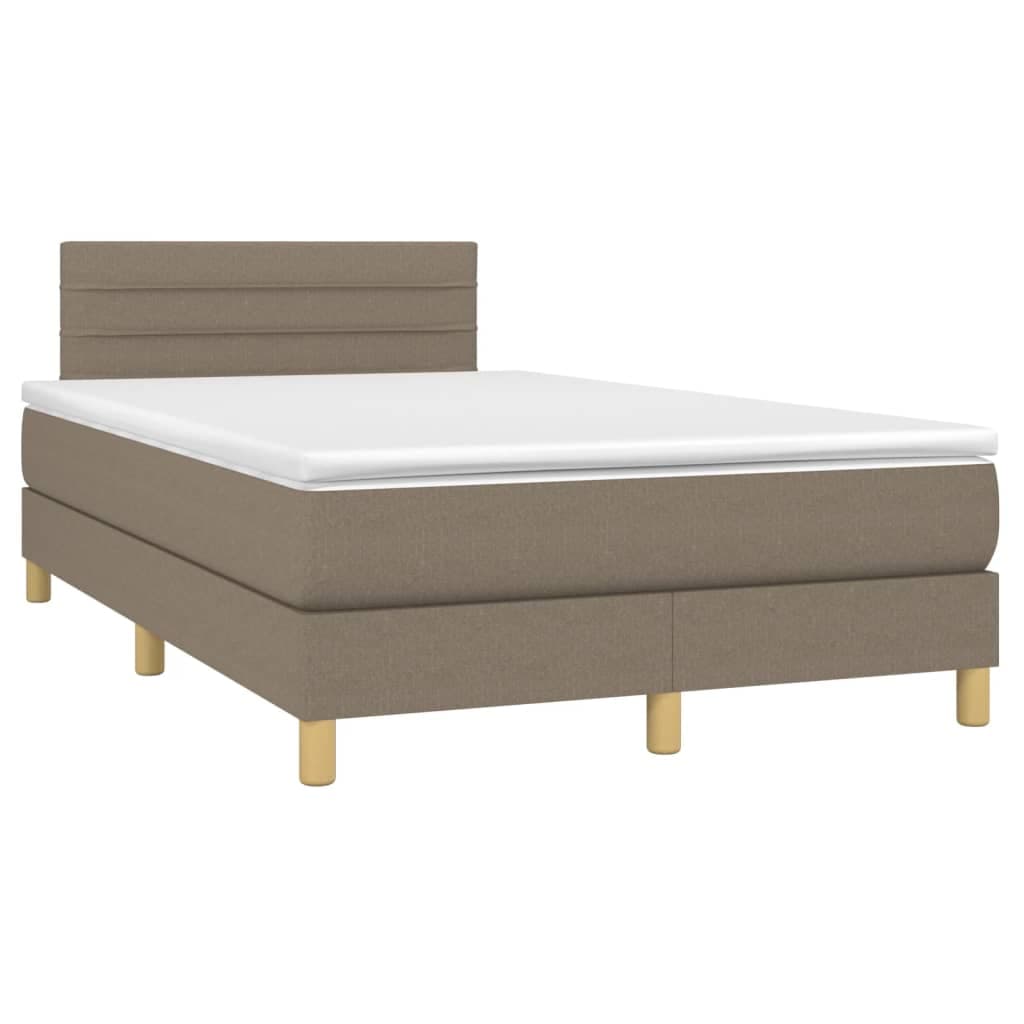 vidaXL Cama Boxspring com Colchão 120x190cm Tecido Castanho-acinzentado - 3094888588