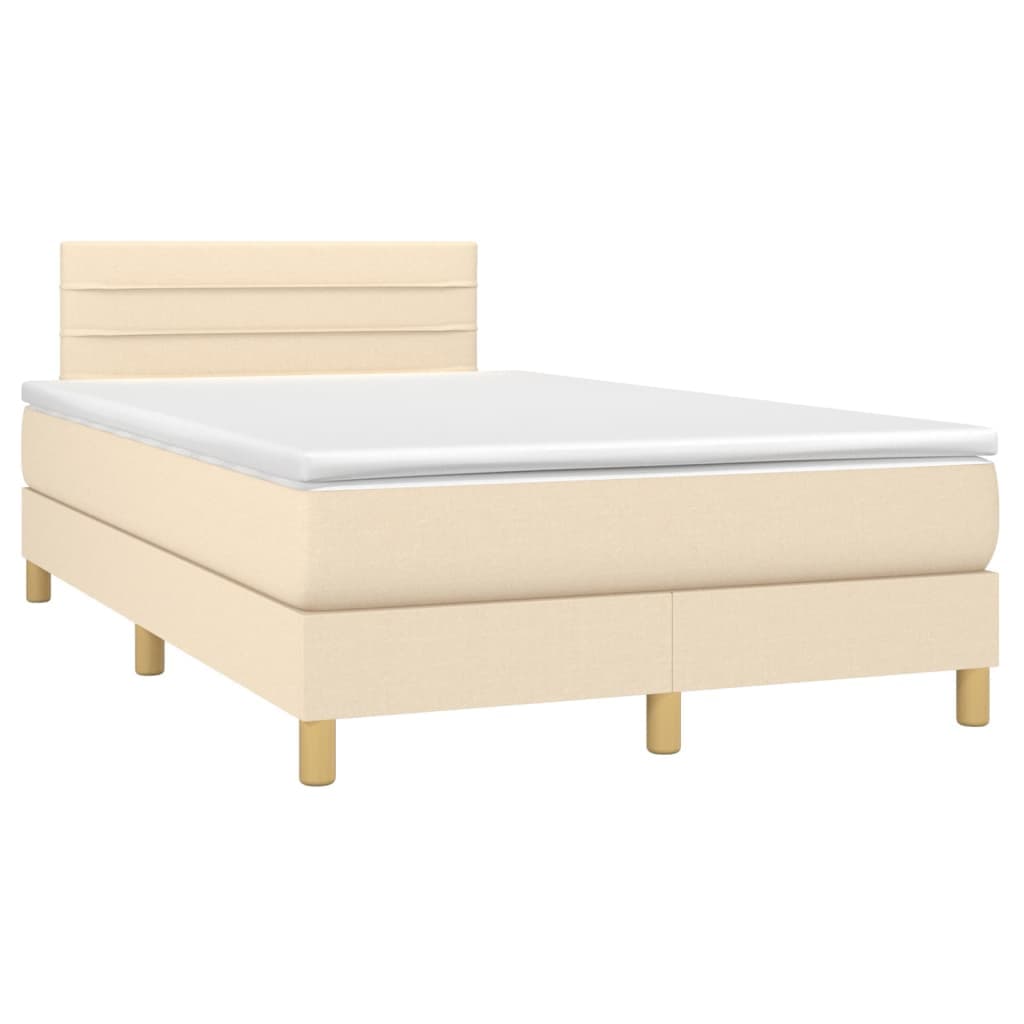 vidaXL Cama Boxspring com Colchão 120x190 cm Tecido Cor Creme - 639423791