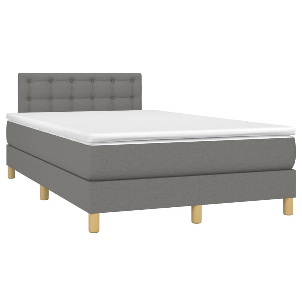 vidaXL Cama Boxspring com Colchão 120x190 cm Tecido Cinzento-escuro - 2515790997