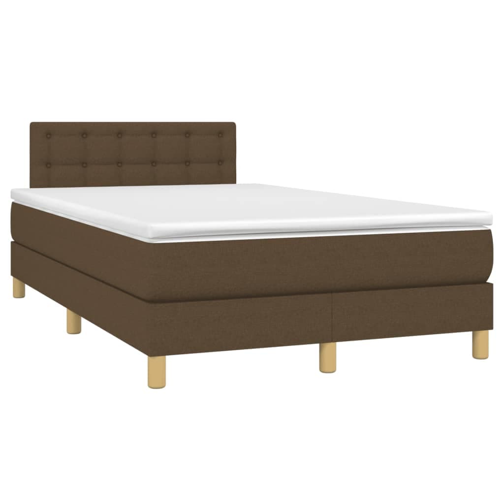 vidaXL Cama Boxspring com Colchão 120x190 cm Tecido Castanho-escuro - 2080214457