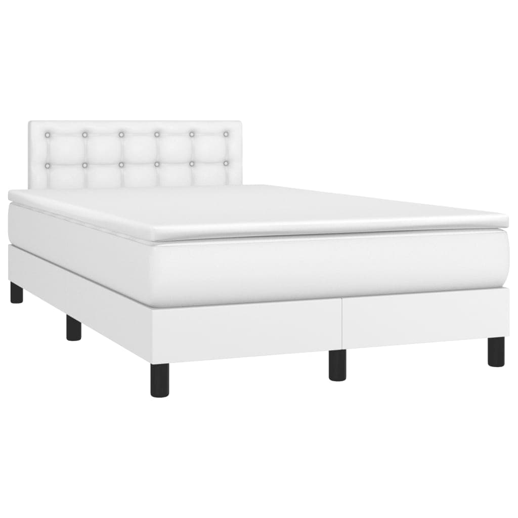 vidaXL Cama boxspring com colchão 120x190 cm couro artificial branco