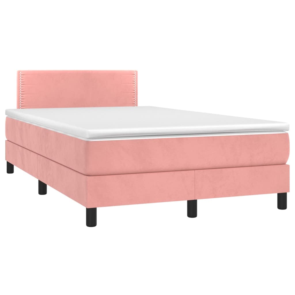 vidaXL Cama Boxspring com Colchão 120x190 cm Veludo Rosa - 549071605