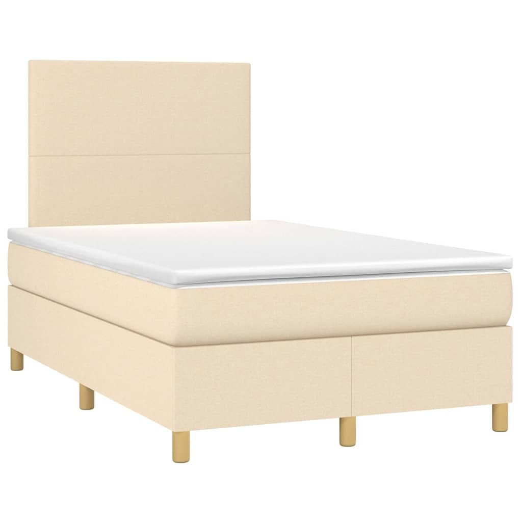 vidaXL Cama Boxspring com Colchão 120x190 cm Tecido Cor Creme - 2785535008