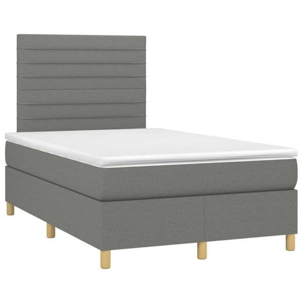vidaXL Cama Boxspring com Colchão 120x190 cm Tecido Cinzento-escuro - 3334499781