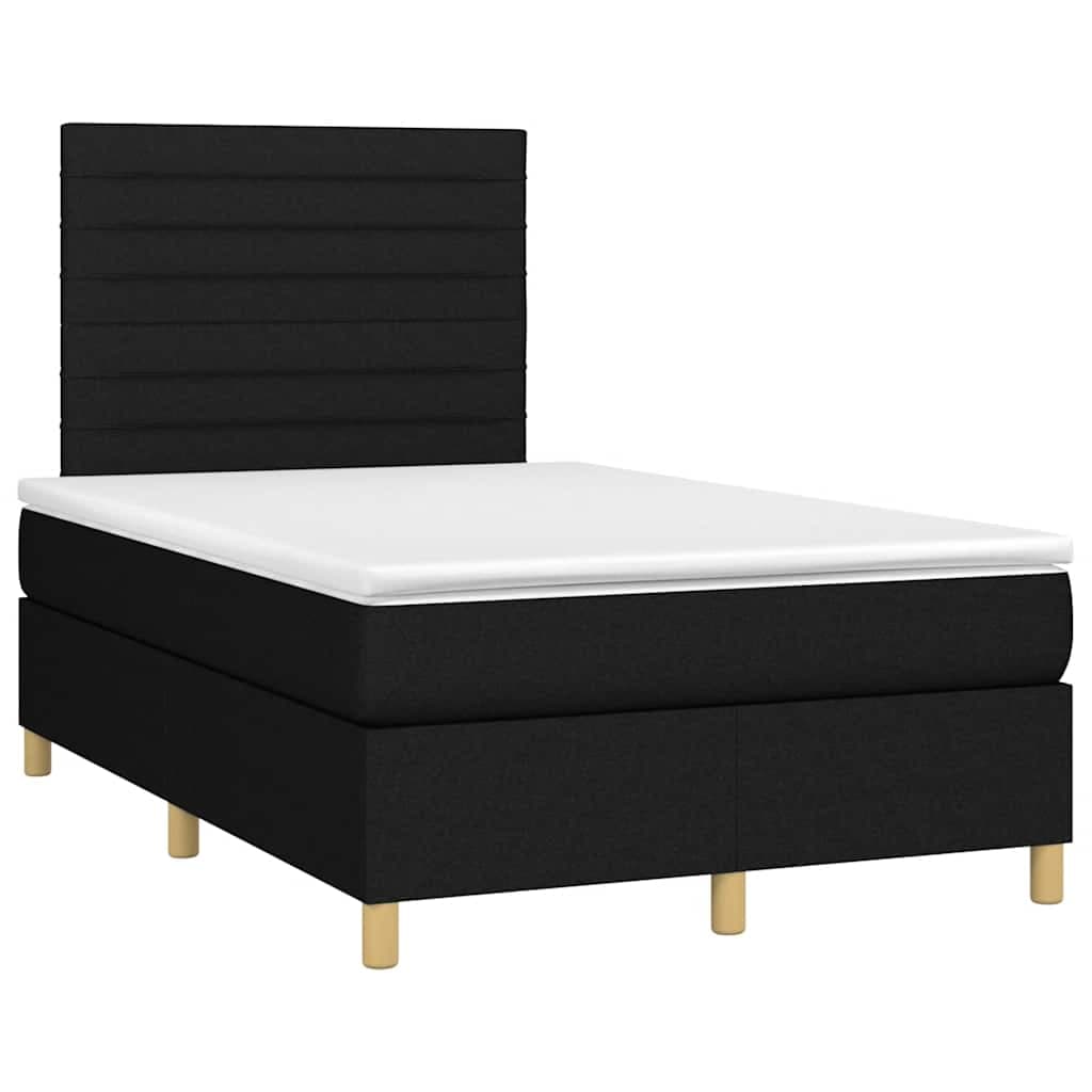 vidaXL Cama Boxspring com Colchão 120x190 cm Tecido Preto - 2982632787