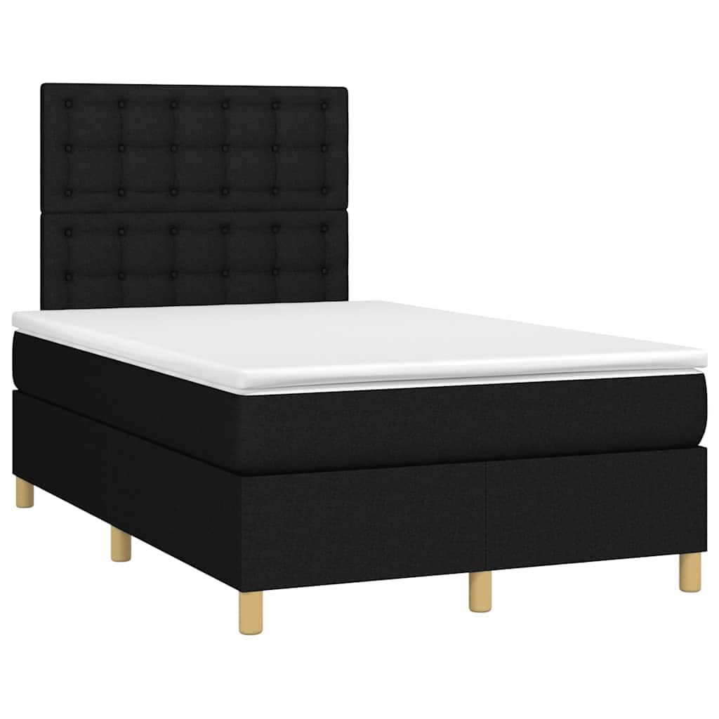 vidaXL Cama Boxspring com Colchão 120x190 cm Tecido Preto - 3043758514