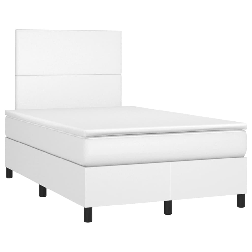 vidaXL Cama boxspring com colchão 120x190 cm couro artificial branco