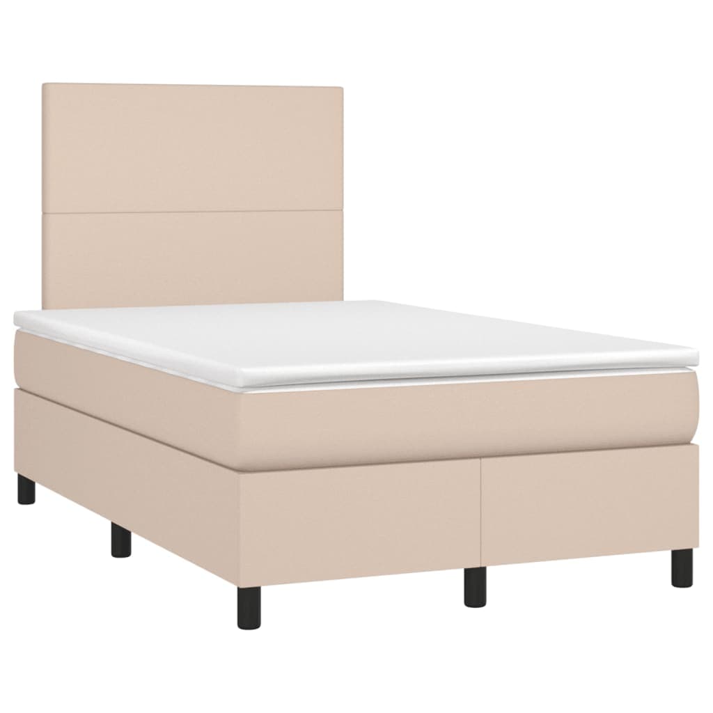 vidaXL Cama Boxspring com Colchão 120x190cm Couro Artificial Cappuccino - 2893488371