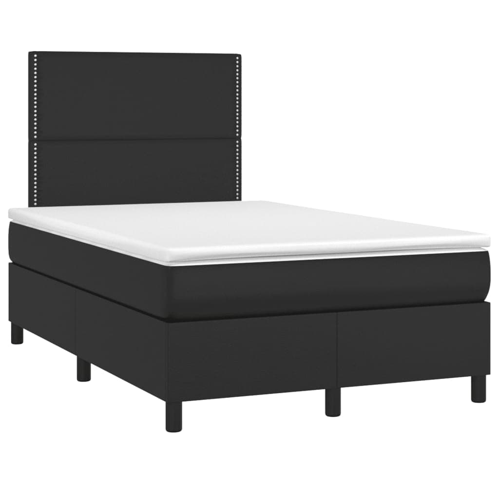 vidaXL Cama boxspring com colchão 120x190 cm couro artificial preto