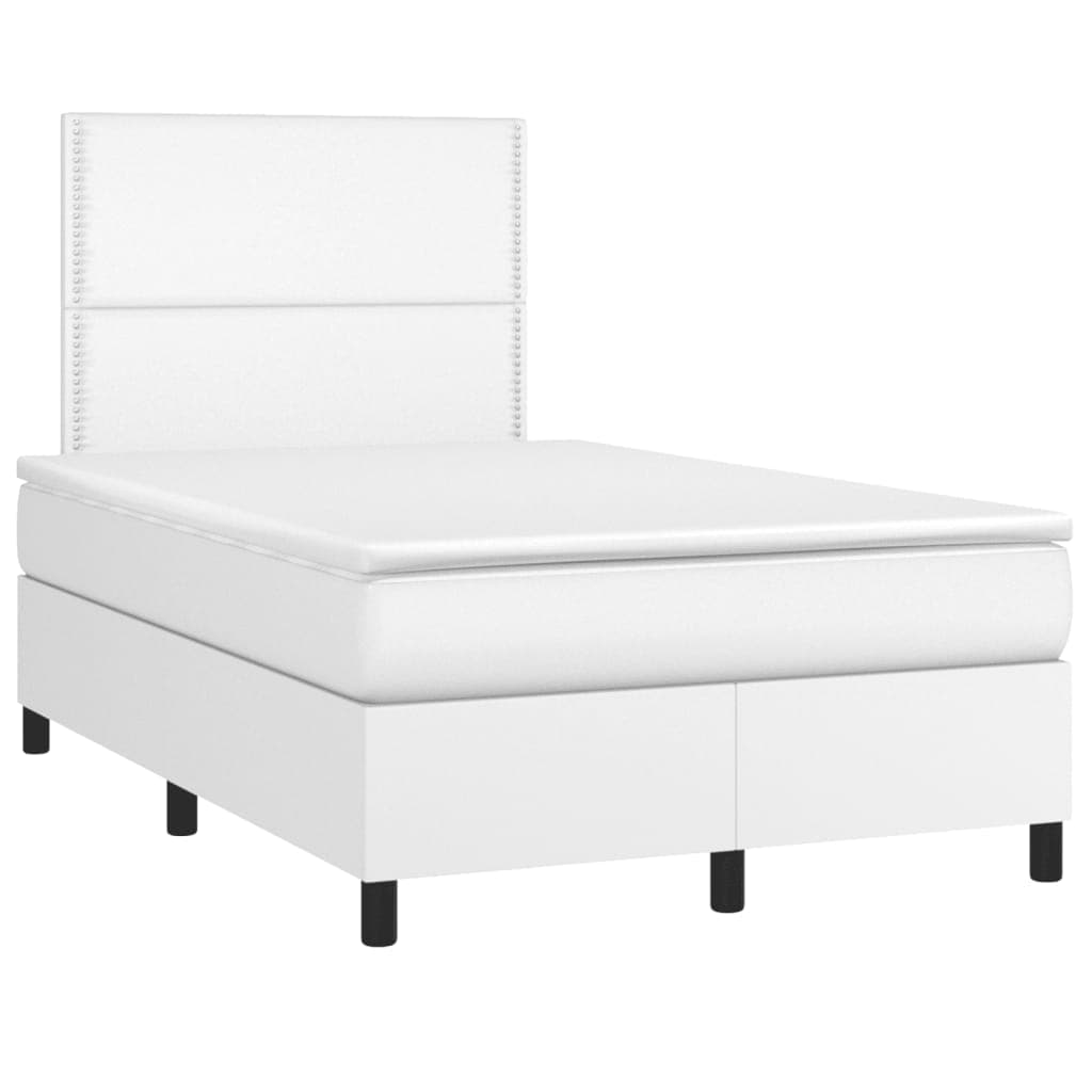 vidaXL Cama boxspring com colchão 120x190 cm couro artificial branco