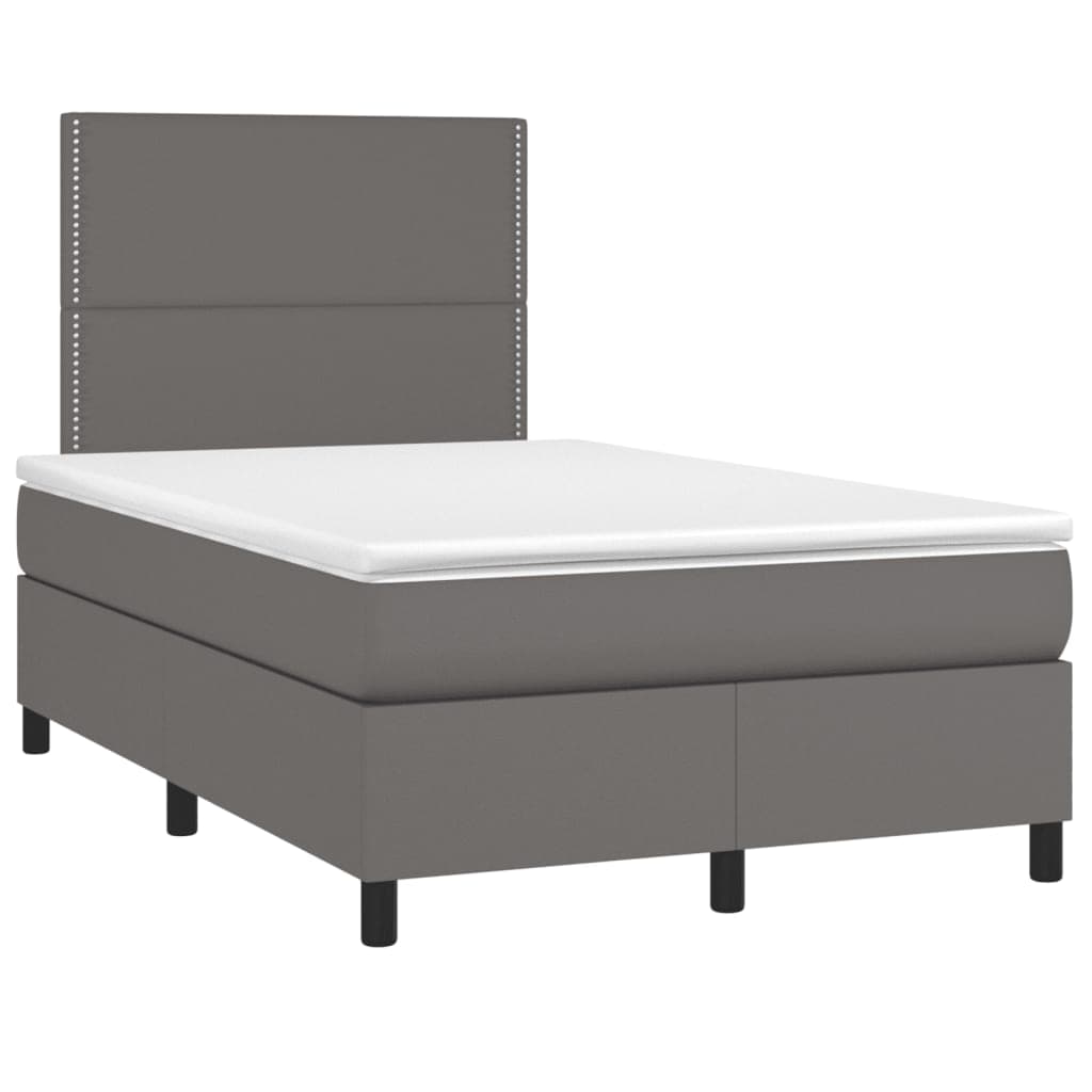 vidaXL Cama boxspring com colchão 120x190 cm couro artificial cinzento