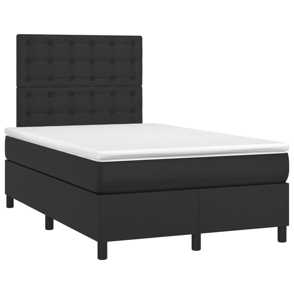 vidaXL Cama boxspring com colchão 120x190 cm couro artificial preto