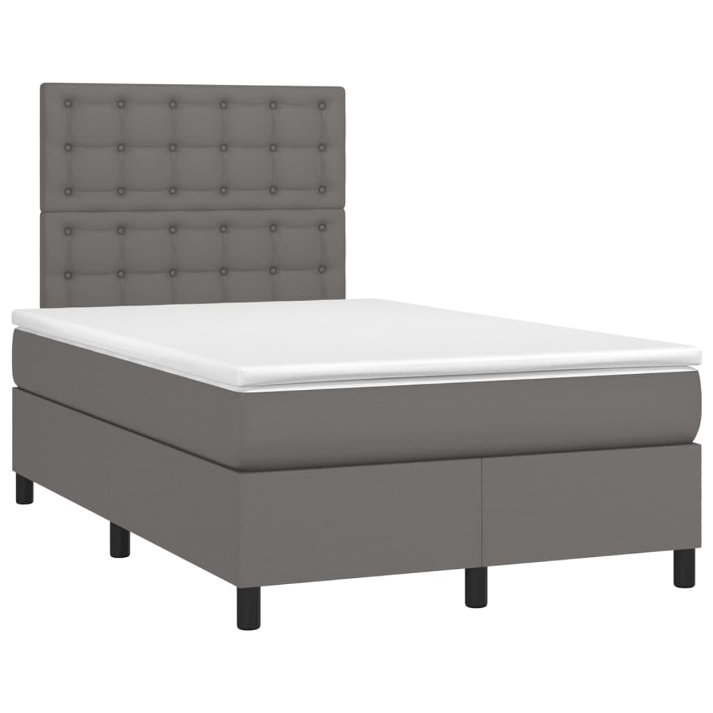 vidaXL Cama boxspring com colchão 120x190 cm couro artificial cinzento
