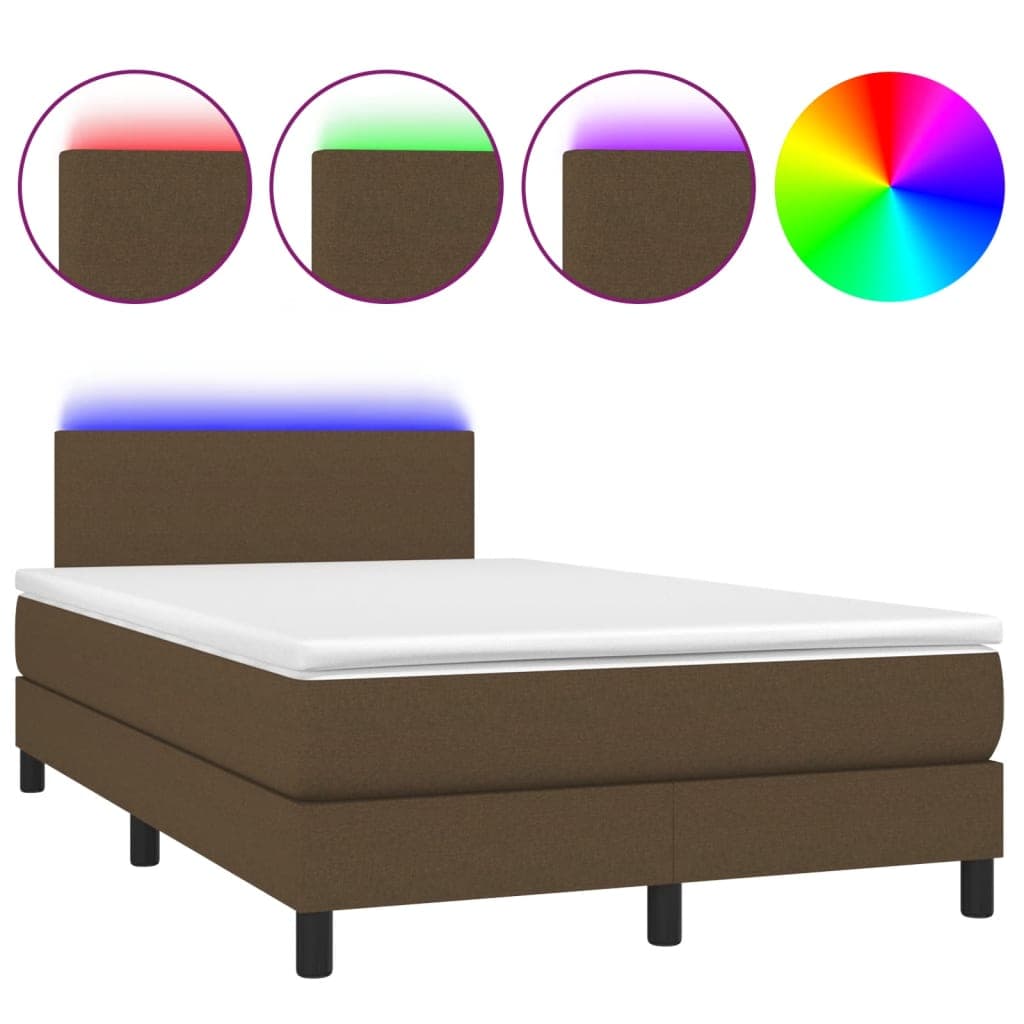 vidaXL Cama Box Spring com Colchão/led 120x190cm Tecido Castanho-escuro - 2422341937