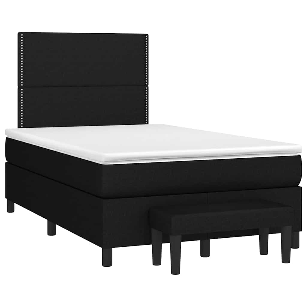 vidaXL Cama Boxspring com Colchão 120x190 cm Tecido Preto - 3552485789