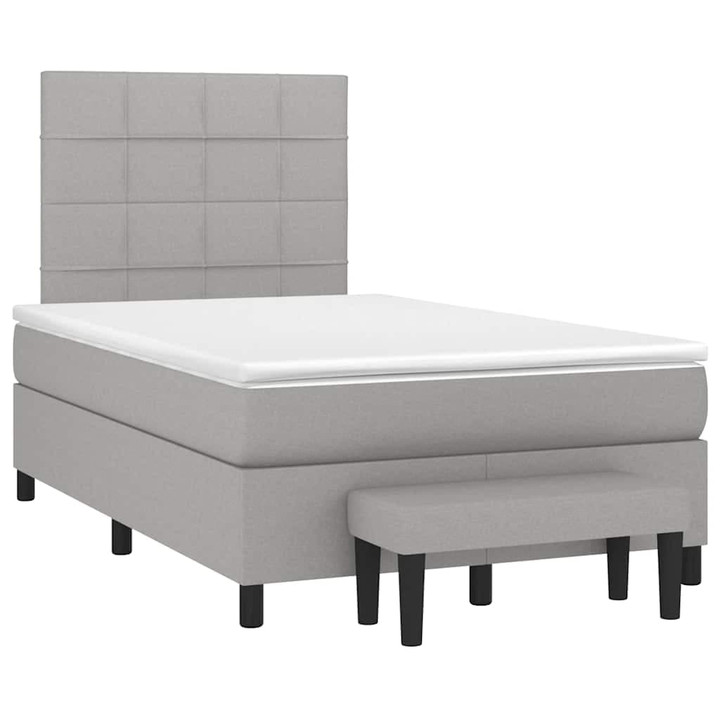 vidaXL Cama Boxspring com Colchão 120x190 cm Tecido Cinzento-claro - 2748601618
