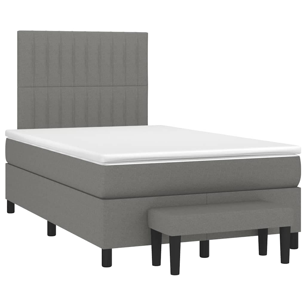 vidaXL Cama Boxspring com Colchão 120x190 cm Tecido Cinzento-escuro - 3783836447