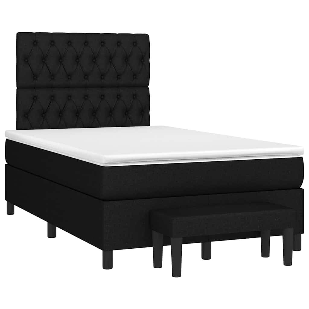 vidaXL Cama boxspring com colchão 120x190 cm tecido preto