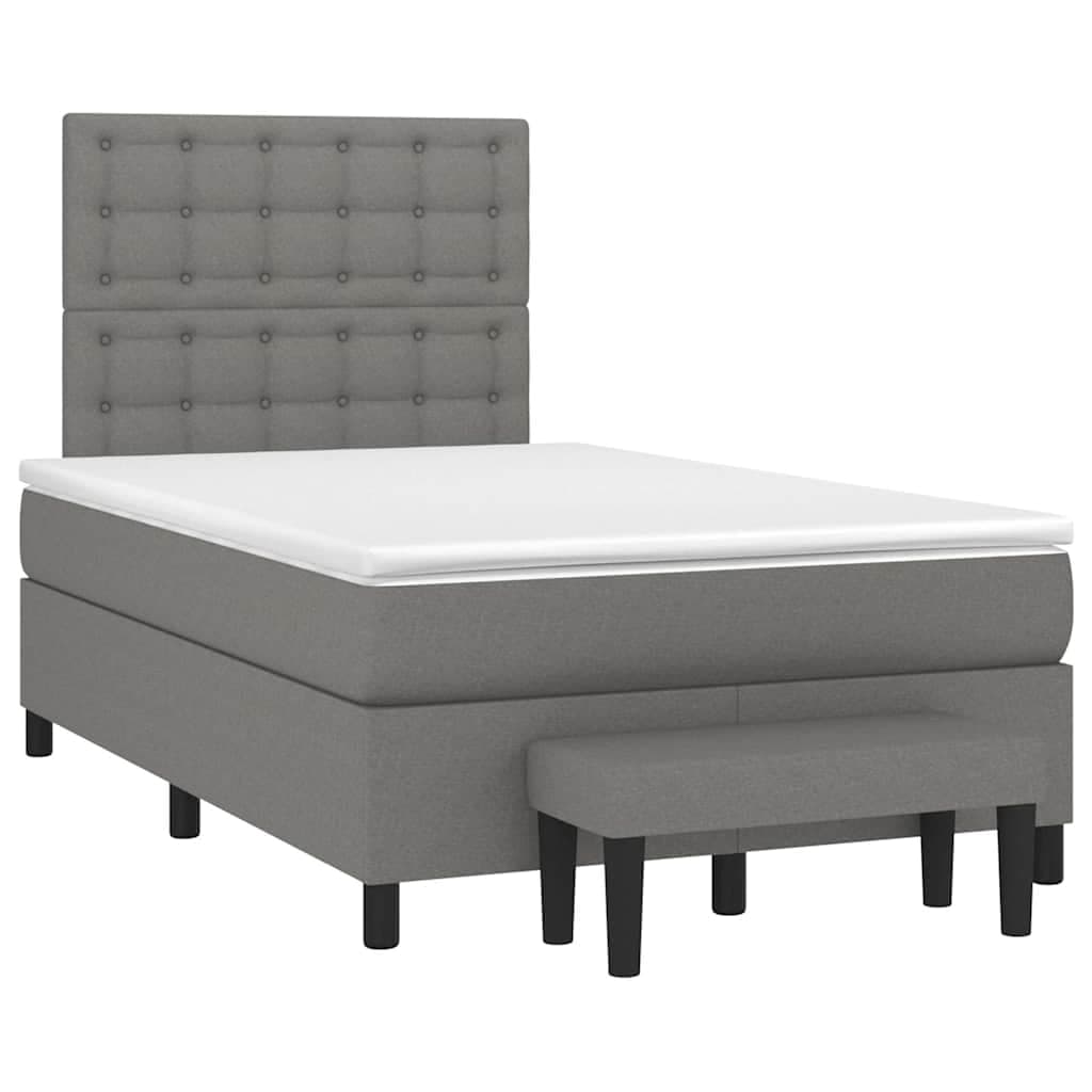 vidaXL Cama Boxspring com Colchão 120x190 cm Tecido Cinzento-escuro - 1635589065