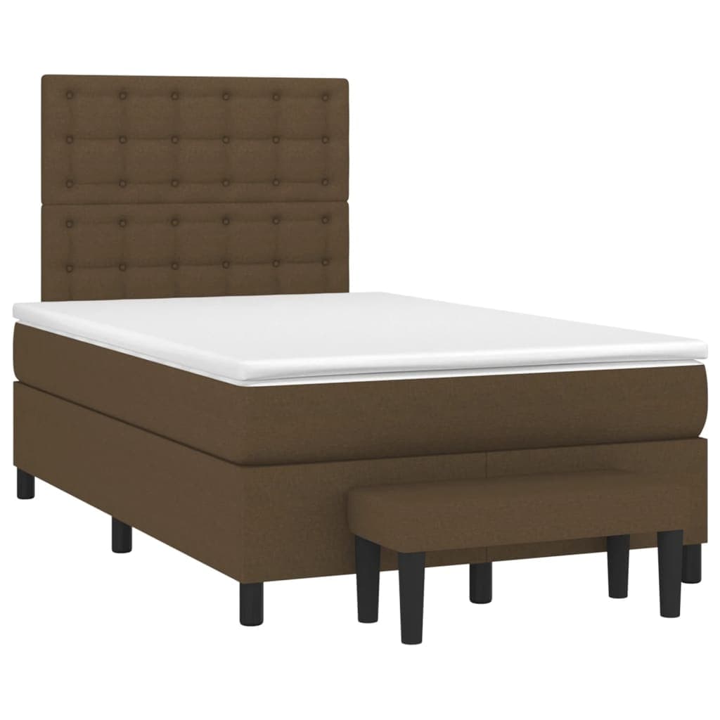 vidaXL Cama Boxspring com Colchão 120x190 cm Tecido Castanho-escuro - 2406709989