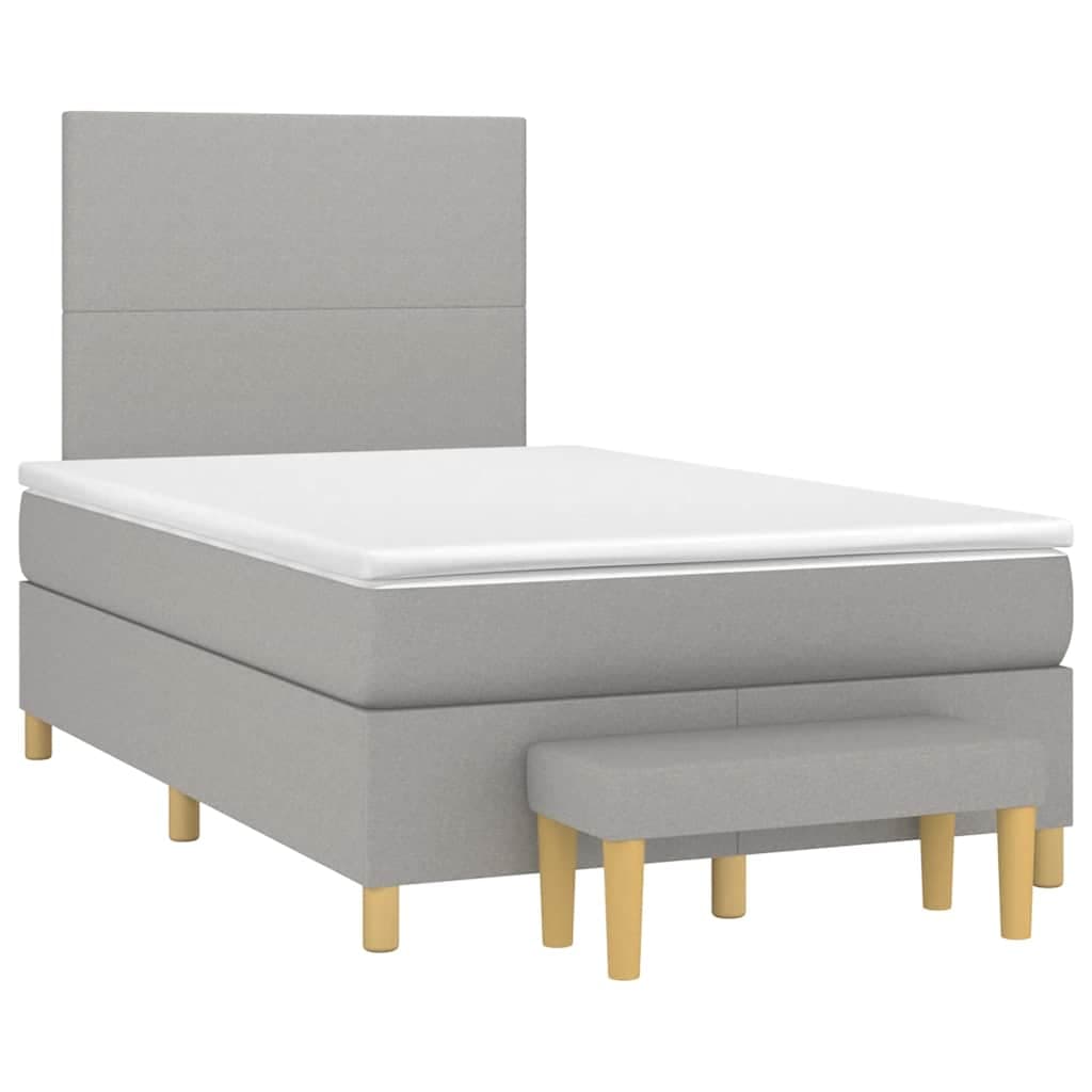 vidaXL Cama Boxspring com Colchão 120x190 cm Tecido Cinzento-claro - 2131488401