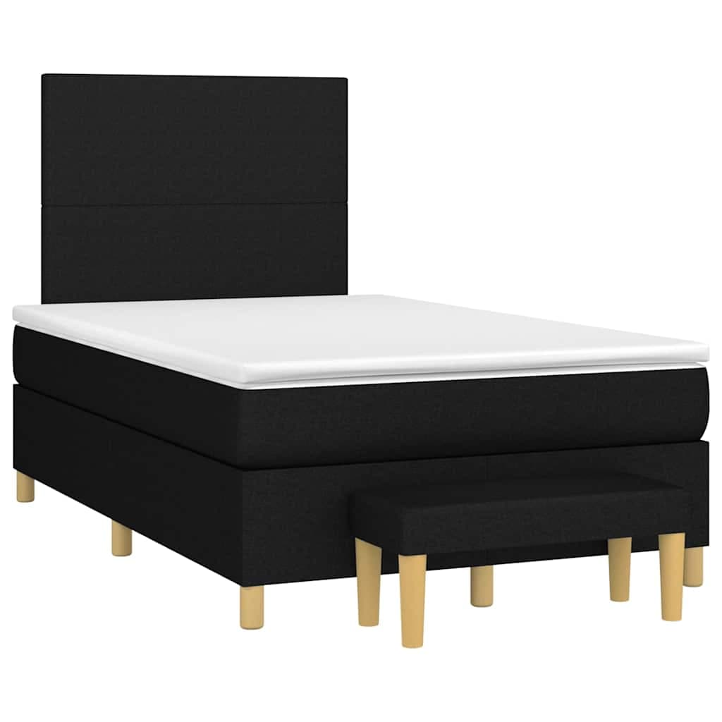 vidaXL Cama Boxspring com Colchão 120x190 cm Tecido Preto - 2433060797