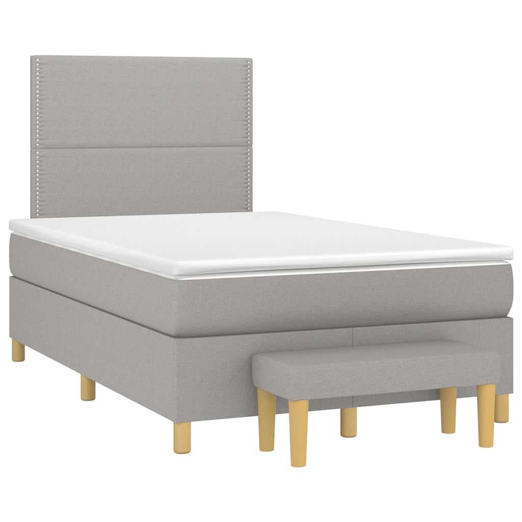vidaXL Cama Boxspring com Colchão 120x190 cm Tecido Cinzento-claro - 3782179634