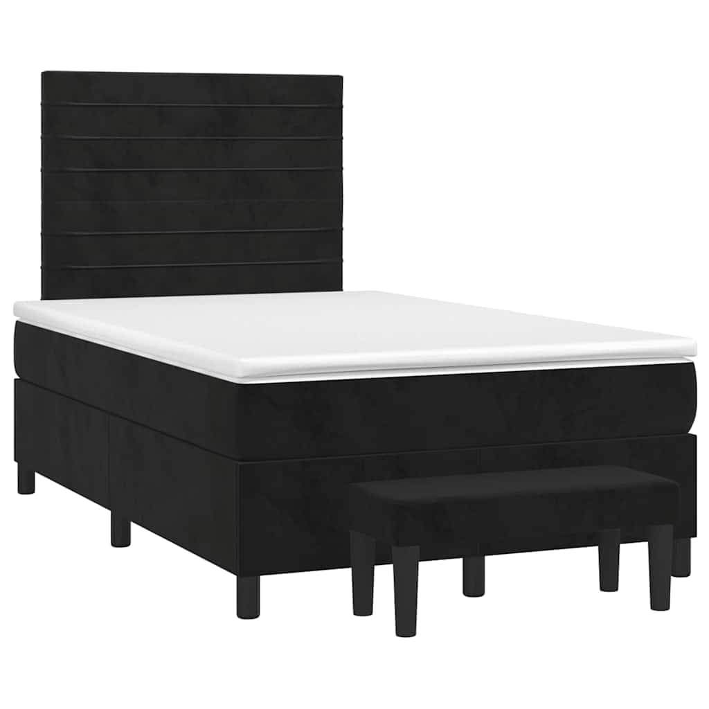 vidaXL Cama boxspring com colchão 120x190 cm veludo preto
