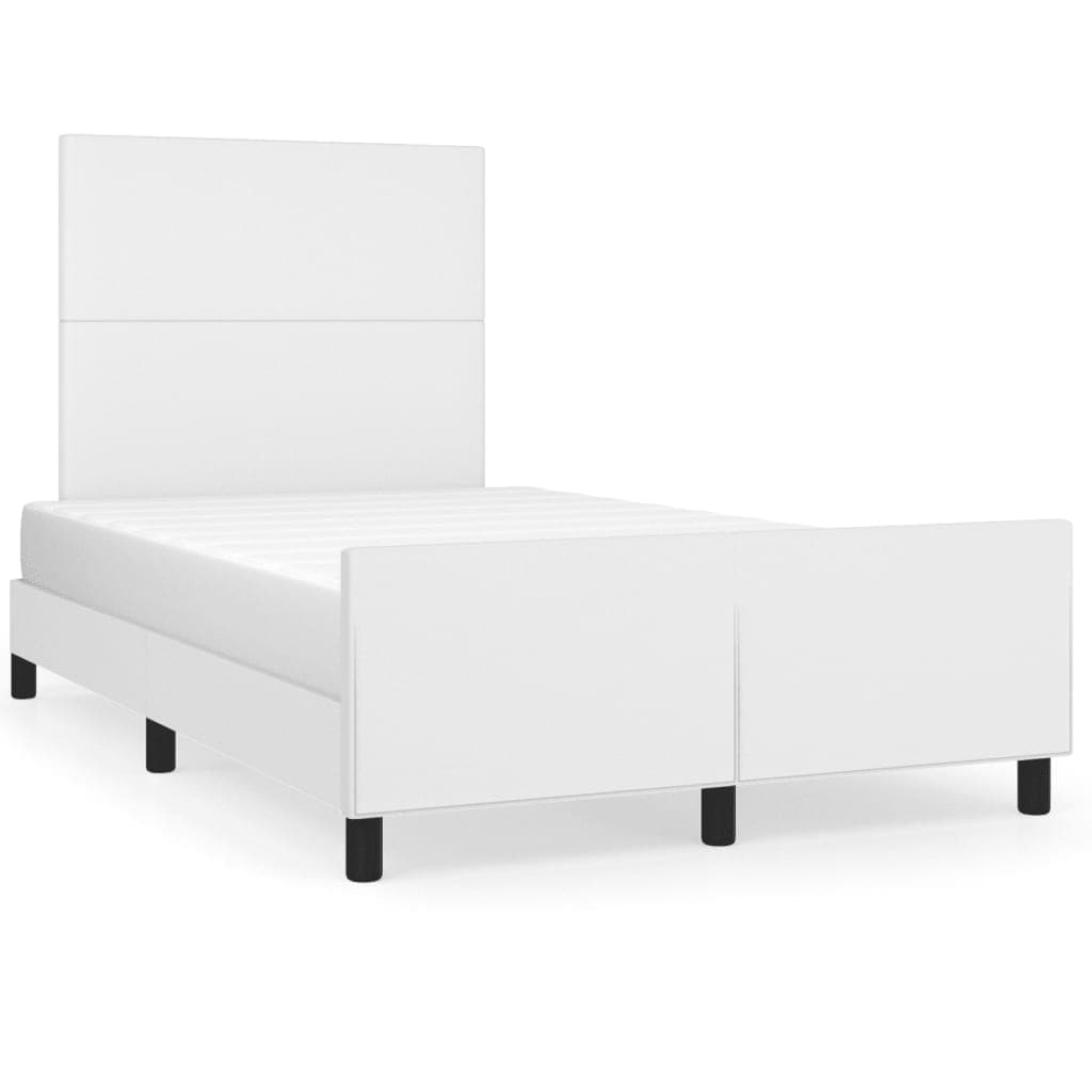 vidaXL Estrutura de cama sem colchão 120x190cm couro do falso branco