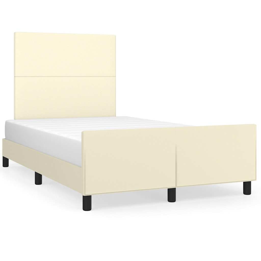 vidaXL Moldura de cama sem creme de colchão 120x190 cm couro do falso