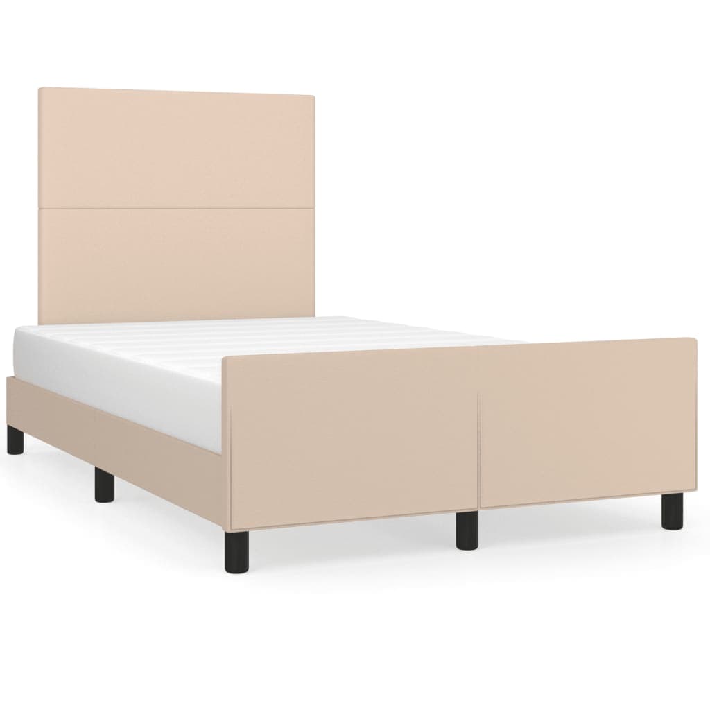 vidaXL Estrutura de cama sem colchão 120x190cm couro artif. cappuccino