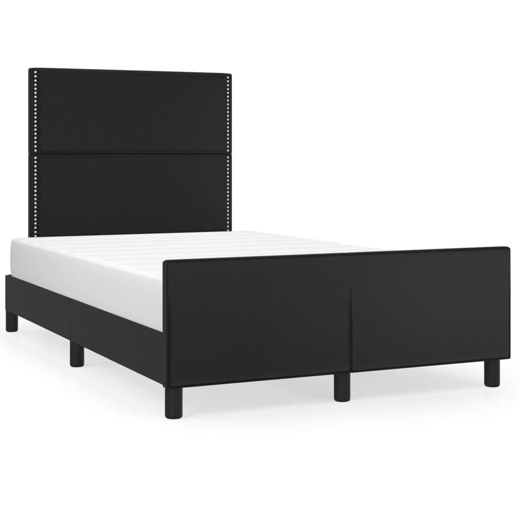 vidaXL Estrutura de cama sem castanho colchão 120x190cm couro do falso