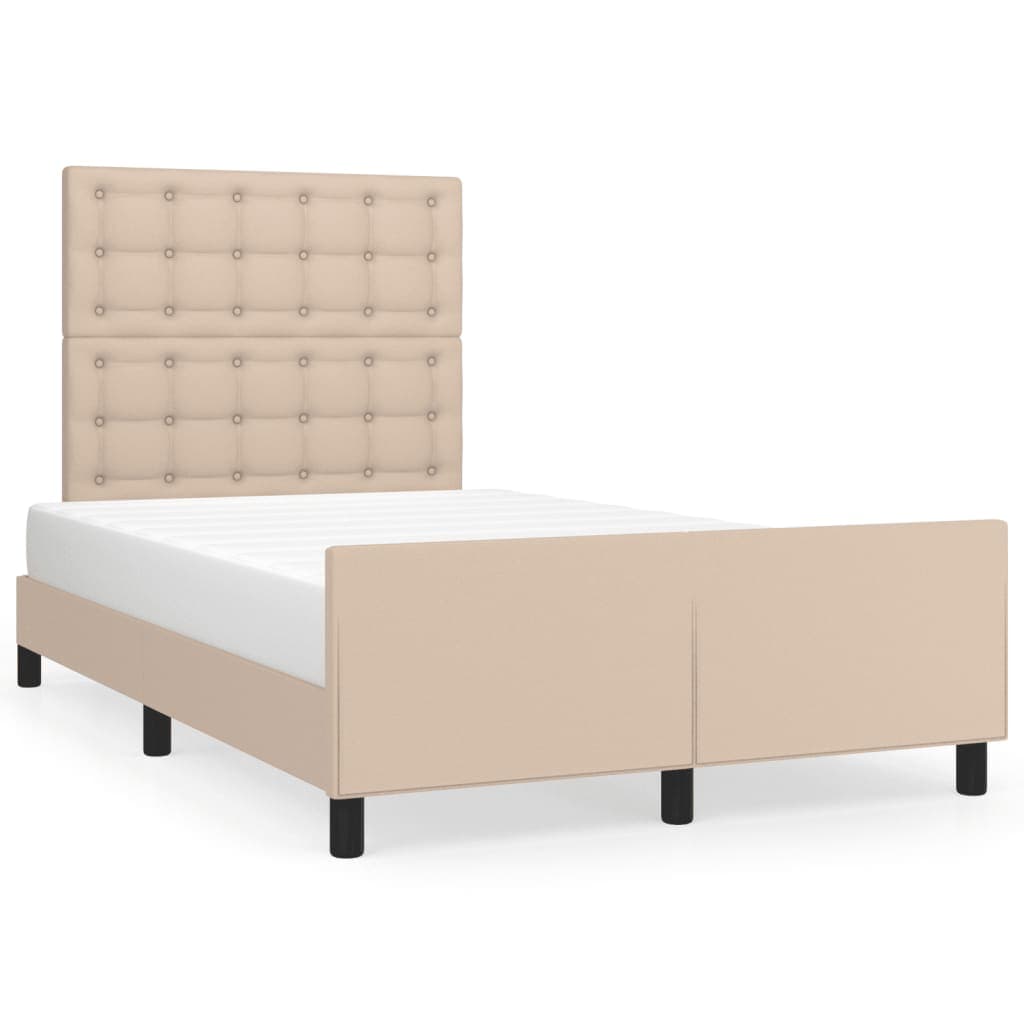 vidaXL Estrutura Cama com Cabeceira 120x190 cm Couro Artif. Cappuccino - 2356443747