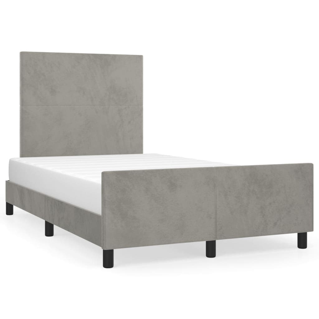 vidaXL Estrutura de Cama com Cabeceira 120x190 cm Veludo Cinza-claro - 360524761
