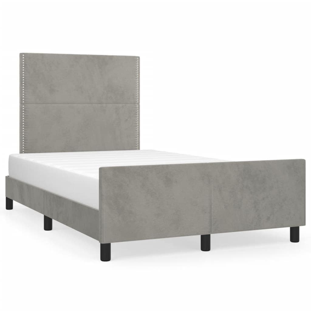 vidaXL Estrutura de Cama com Cabeceira 120x190 cm Veludo Cinza-claro - 185327233