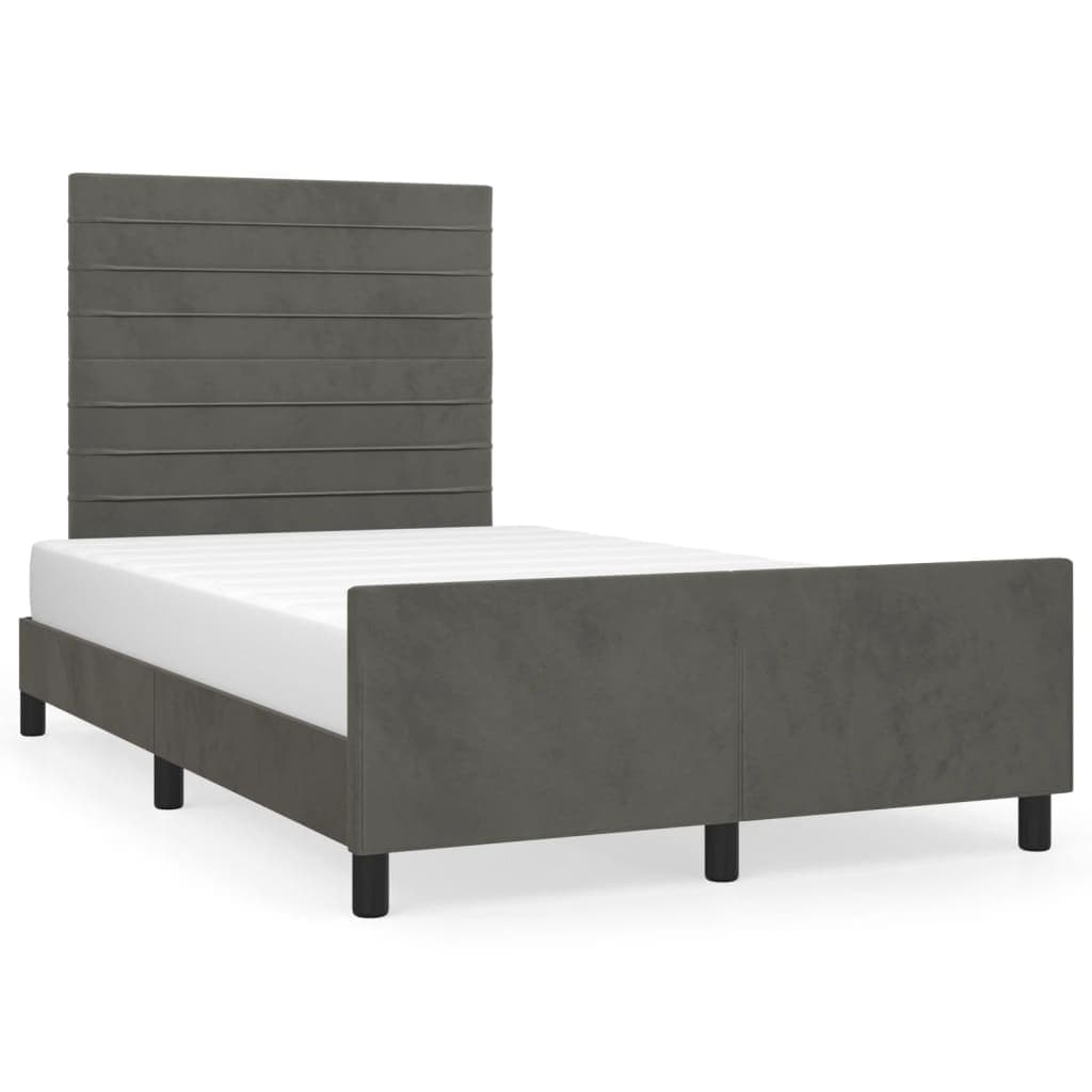 vidaXL Estrutura de cama sem colchão 120x190 cm Veludo cinza escuro