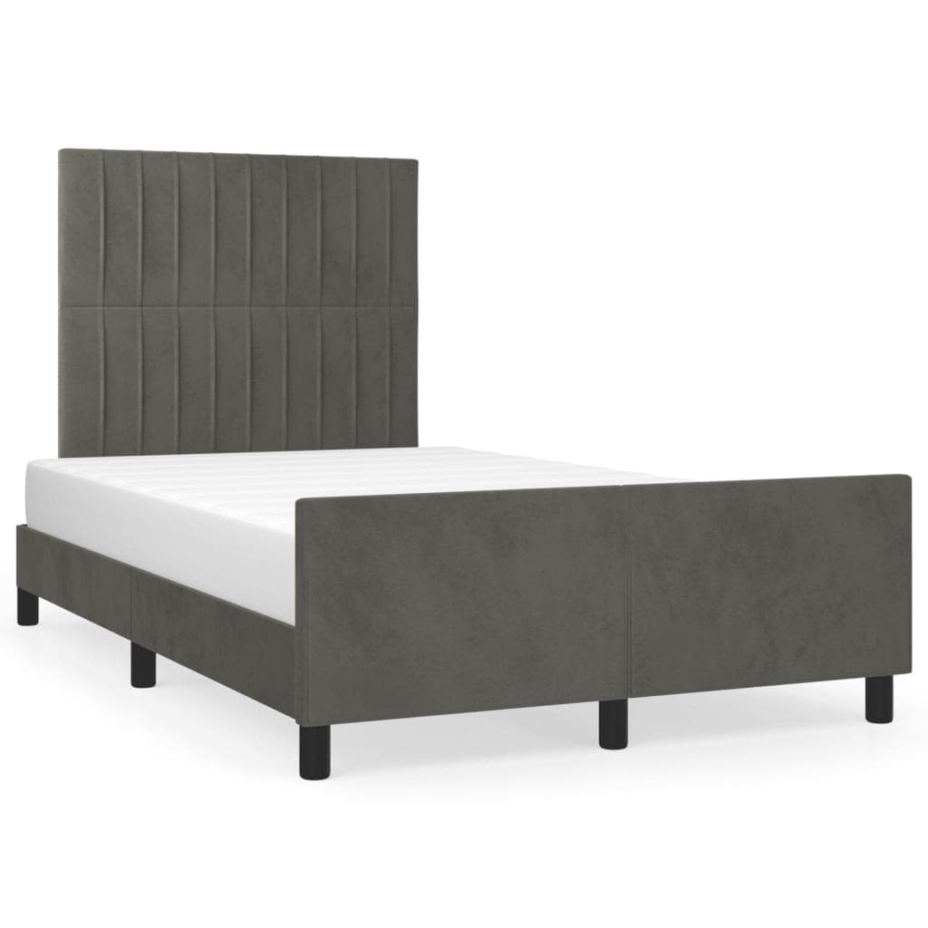 vidaXL Estrutura de cama sem colchão 120x190 cm Veludo cinza escuro