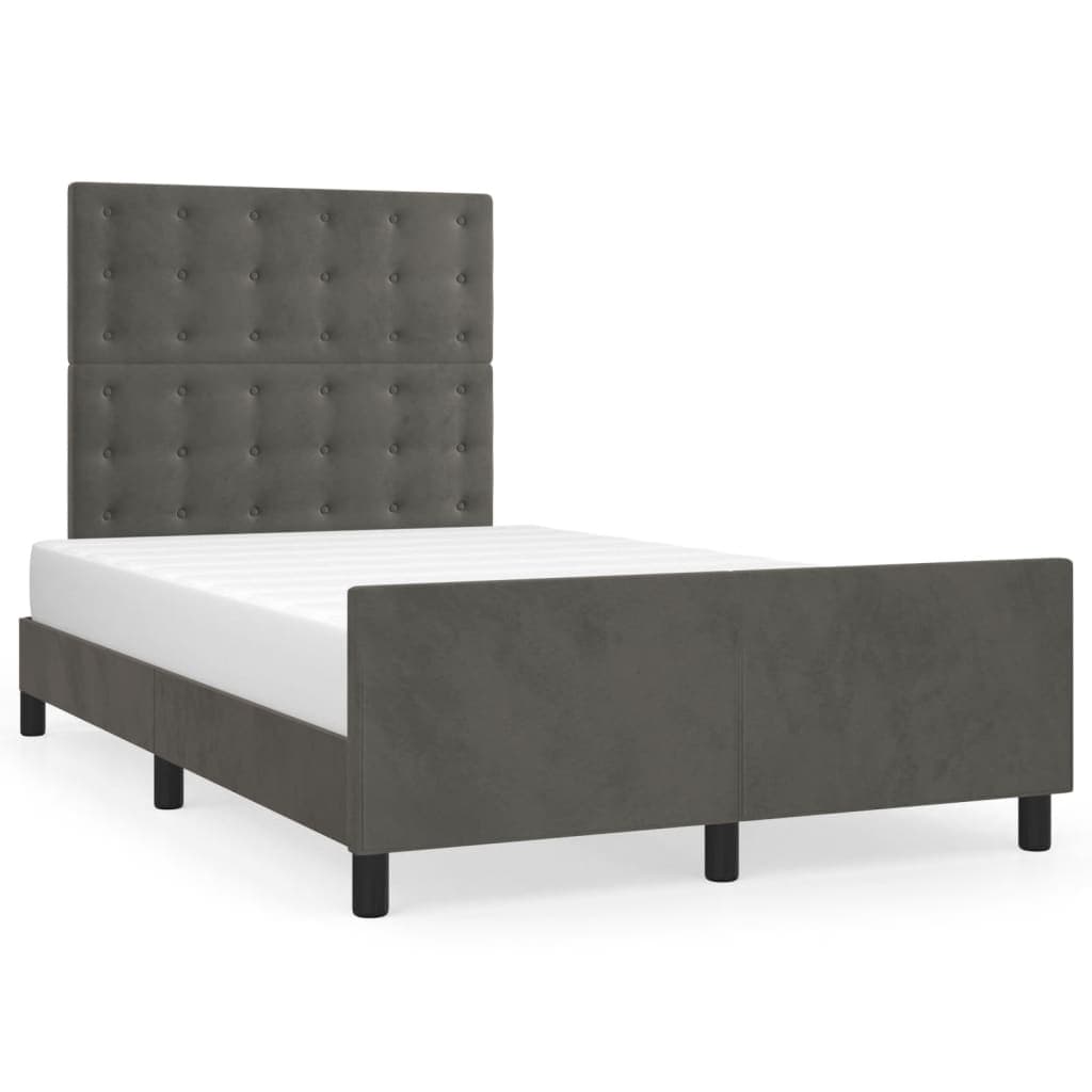 vidaXL Estrutura de Cama com Cabeceira 120x190 cm Veludo Cinza-escuro - 822855305