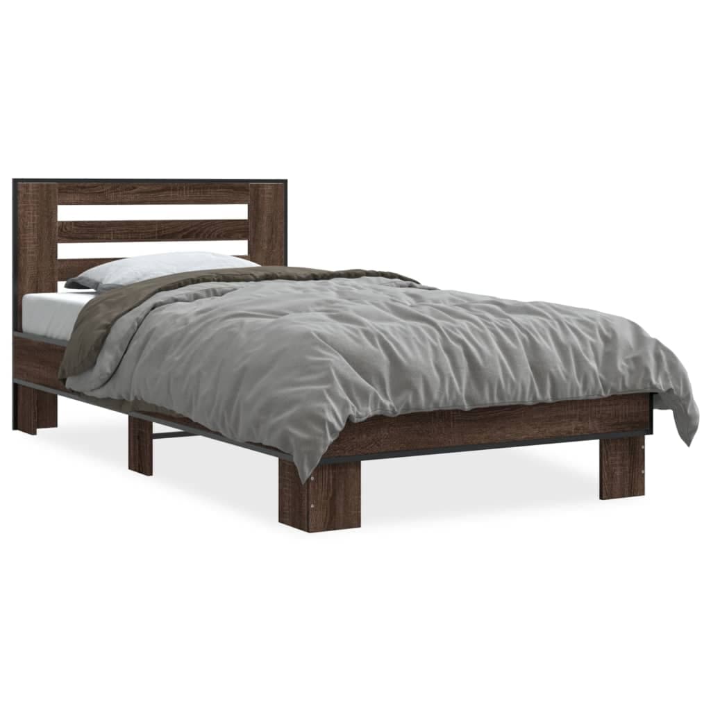 vidaXL Estrutura de Cama Derivados de Madeira/metal Carvalho Castanho - 2806108417