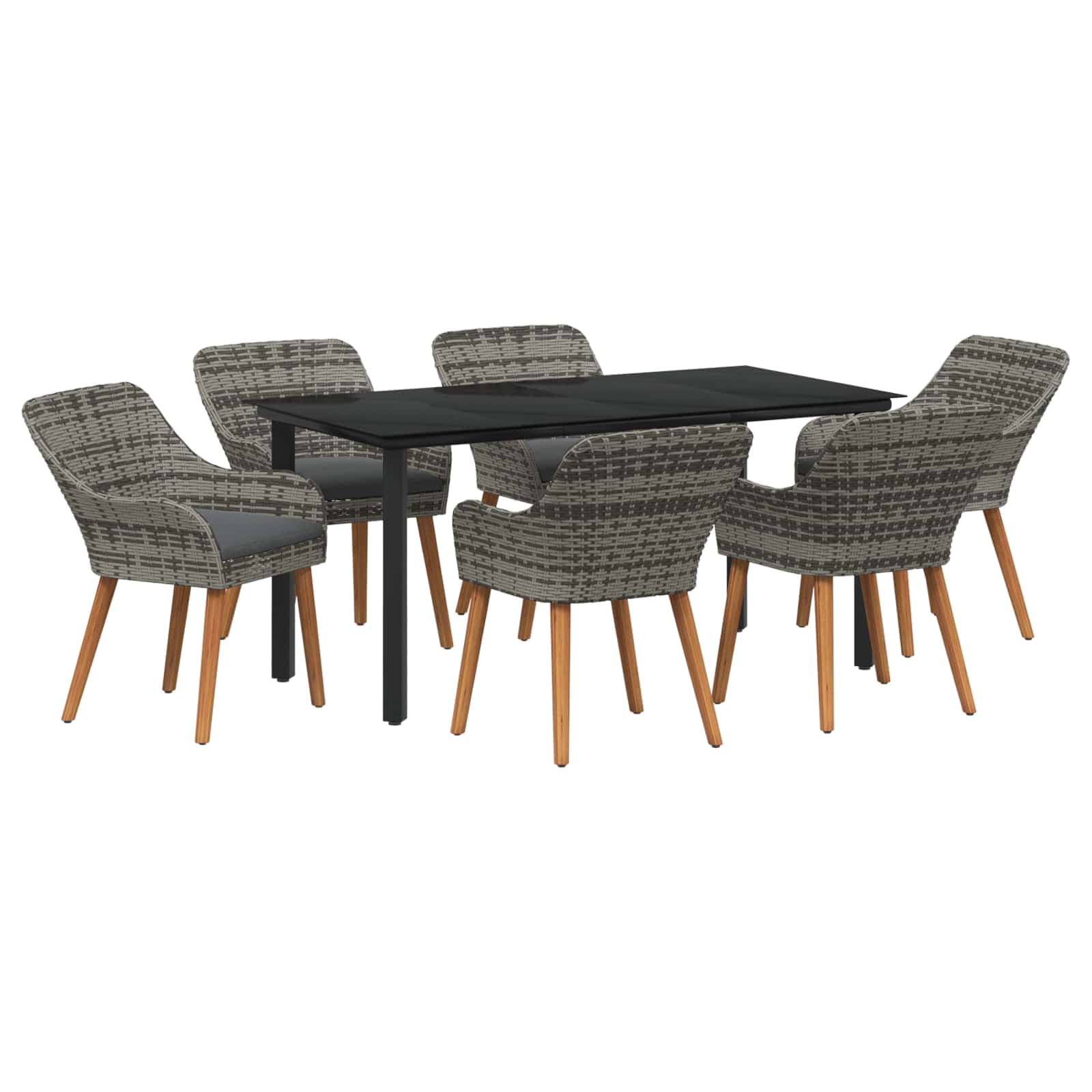 vidaXL Conjunto de Jantar para Jardim 7 Peças Cinzeto Vime Pe - 3957119964