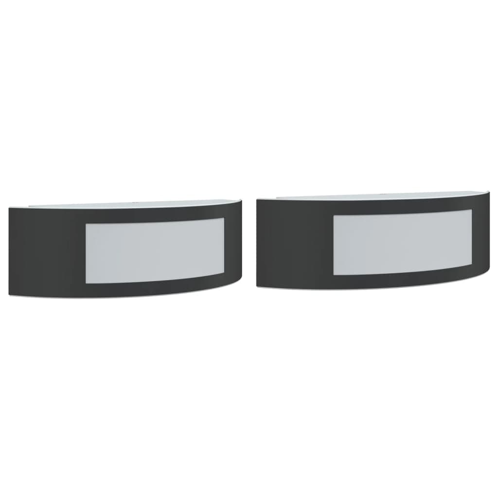 vidaXL Candeeiros de parede p/ exterior 2 pcs aço inoxidável preto