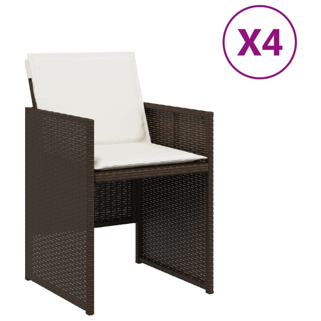 vidaXL Cadeiras de jardim com almofadões 4 pcs vime PE castanho