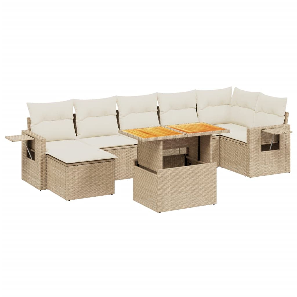 vidaXL 8 pcs conjunto de sofás p/ jardim com almofadões vime PE bege