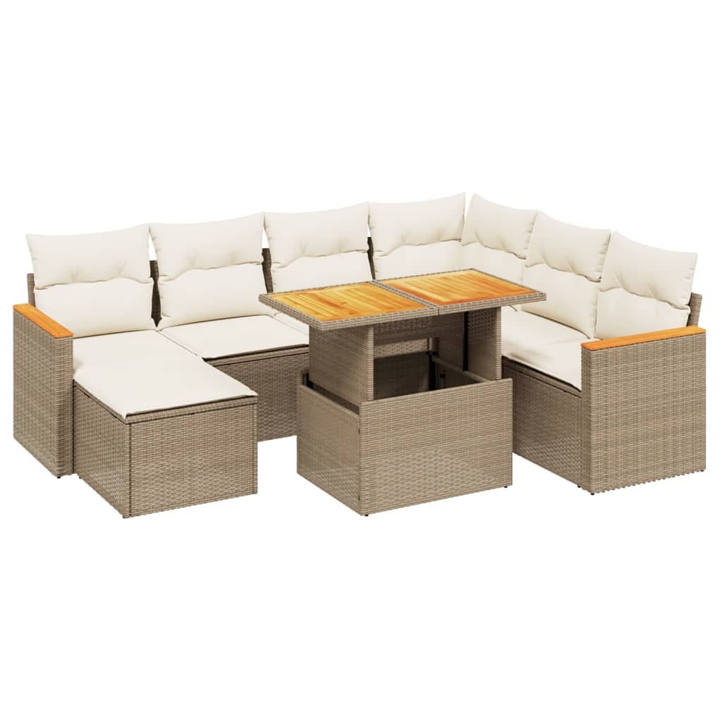vidaXL 8 pcs conjunto de sofás p/ jardim com almofadões vime PE bege