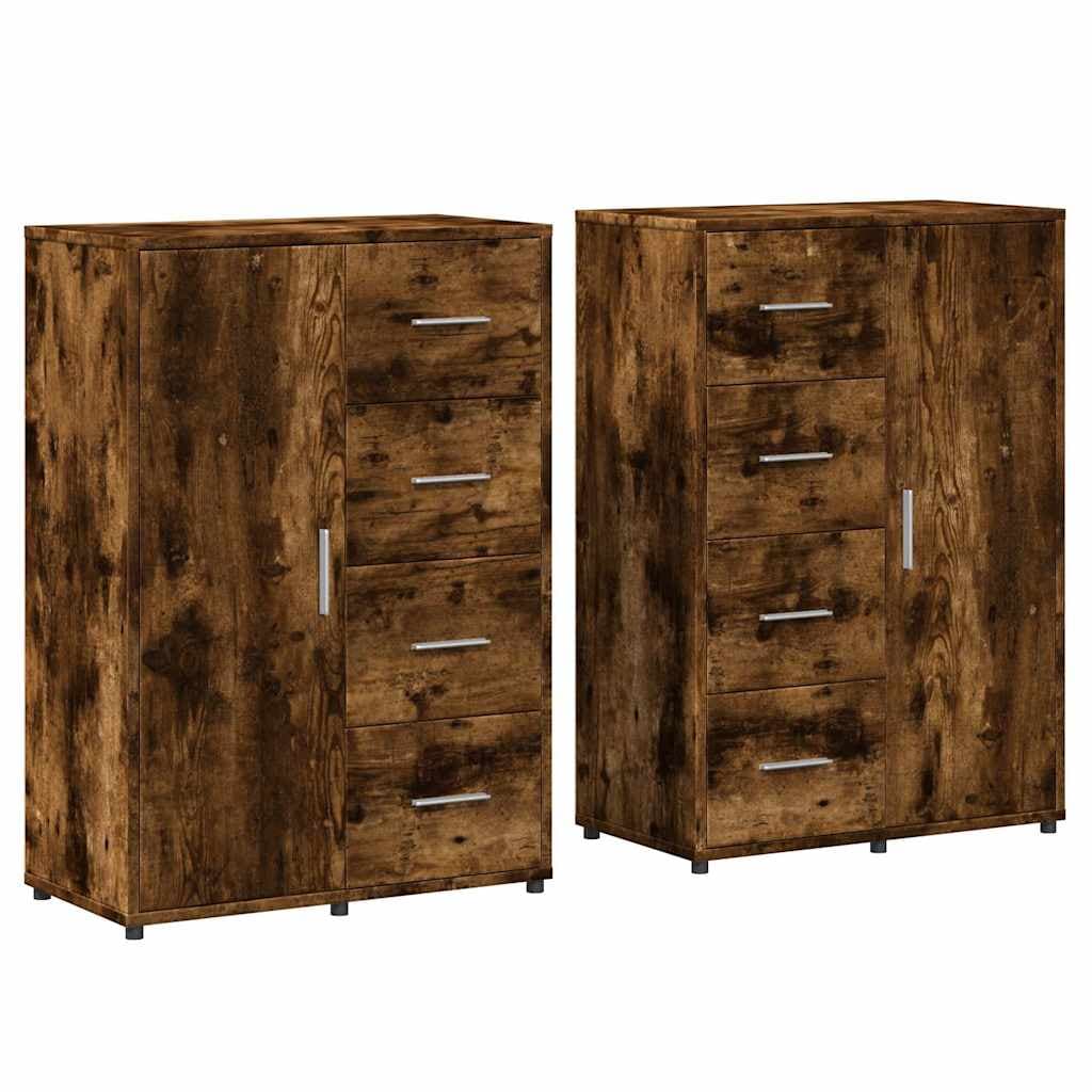 vidaXL Aparadores 2 pcs 60x31x84 cm derivados madeira carvalho fumado